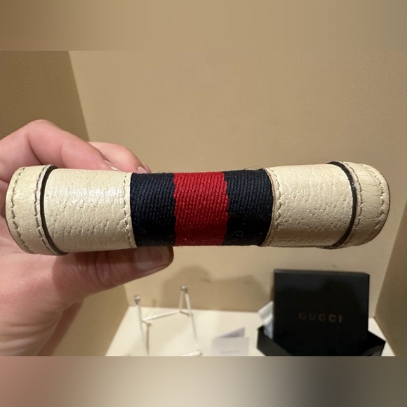 Gucci Ophidia Marmont White Web Bifold Snap Wallet w/box - Picture 7 of 13